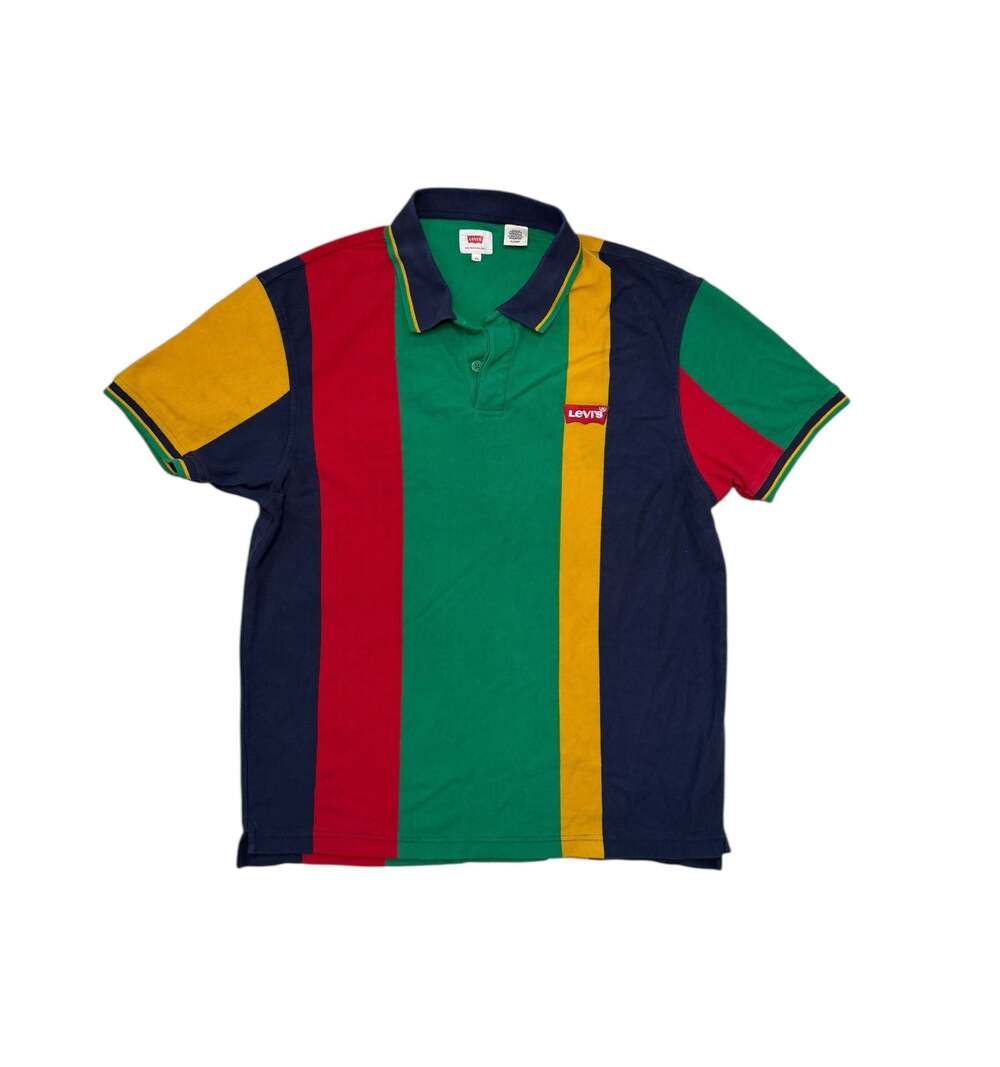 Levi's Men's Multi-Color Vertical Block Stripe Polo Shirt XL
